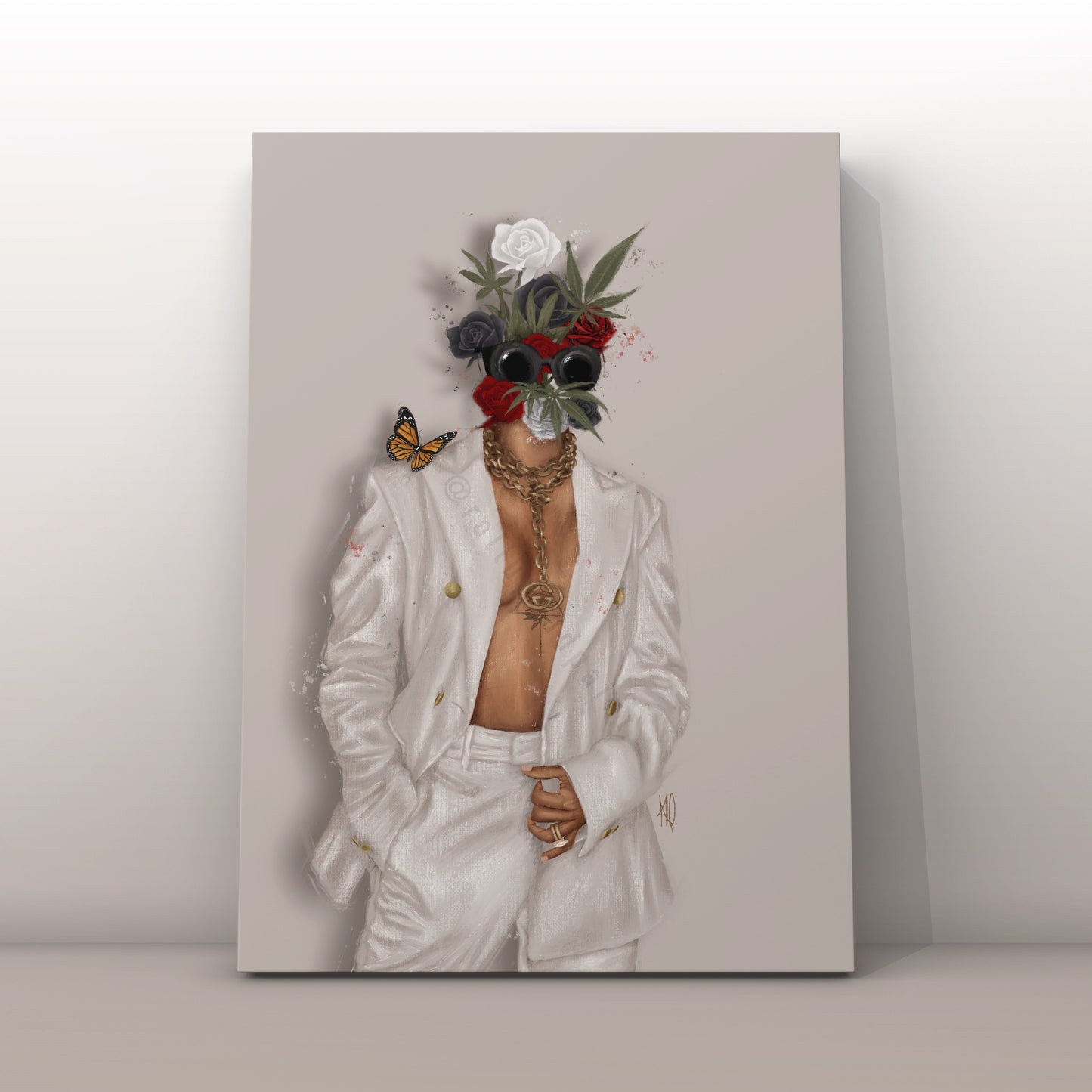 Buds & Roses Canvas Print (White)
