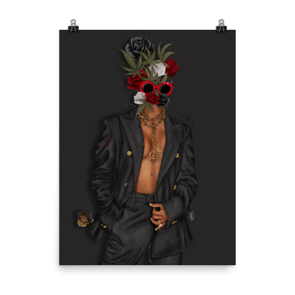 Buds & Roses Poster Print (Black)