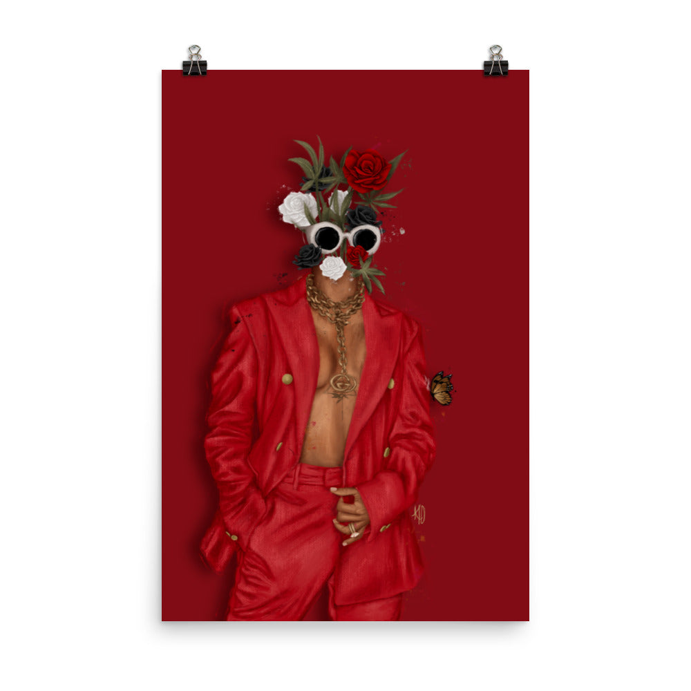 Buds & Roses Poster Print (Red)