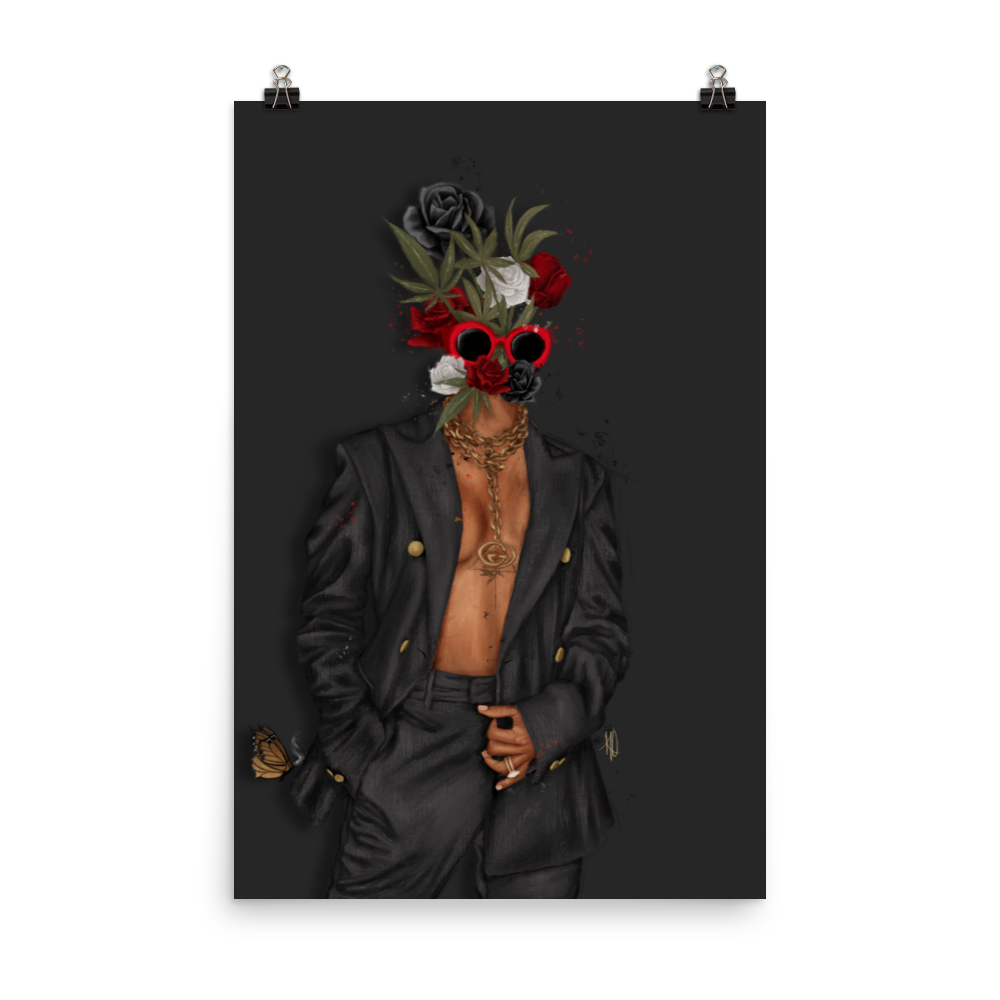 Buds & Roses Poster Print (Black)