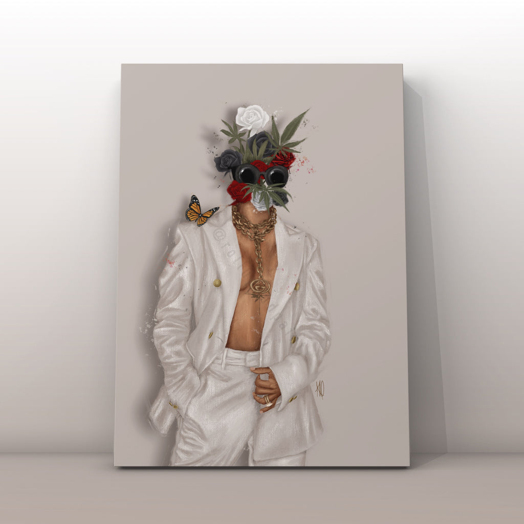 Buds & Roses Canvas Print (White)
